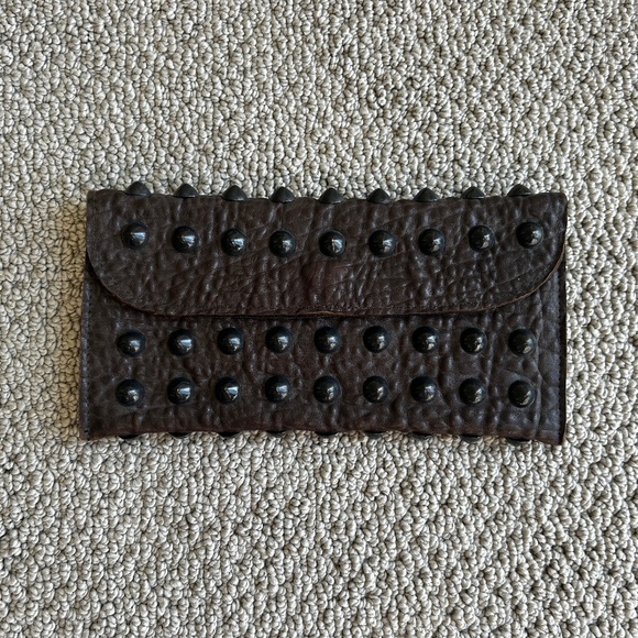 MayaMoon studded clutch Anthropologie Dark Brown - Picture 1 of 7